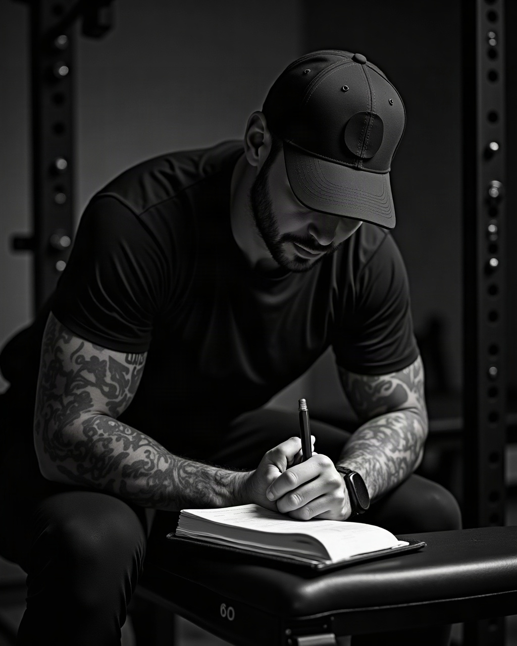Coach Hyde writing programming in the gym